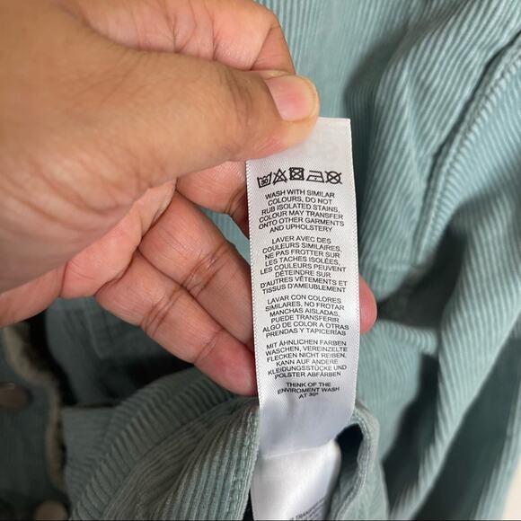 Asos Denim Corded Button Up Jacket with Fleece Collar Blue Size 14 - Picture 6 of 7